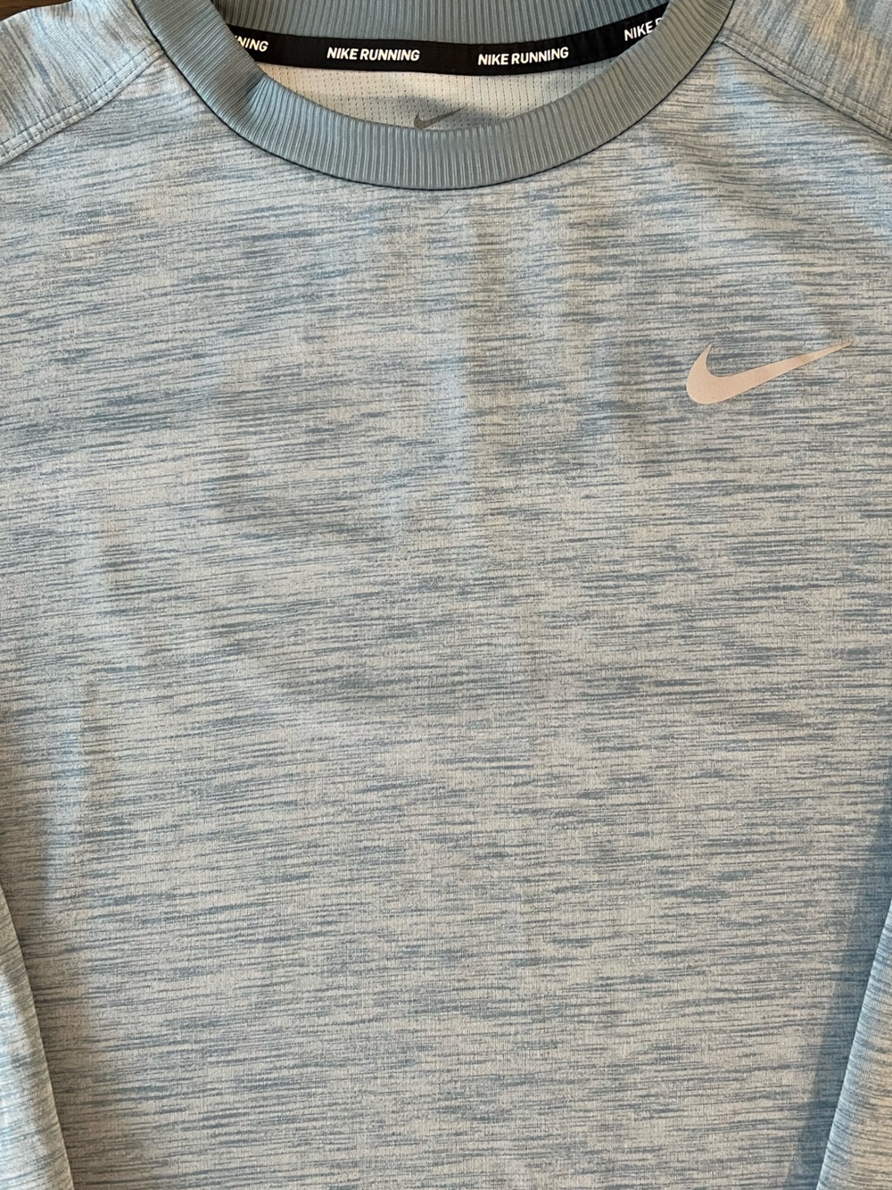 Nike Dri-FIT Running Long Sleeve Crew Neck Shirt Light Heather Green-Blue EUC - Picture 3 of 12
